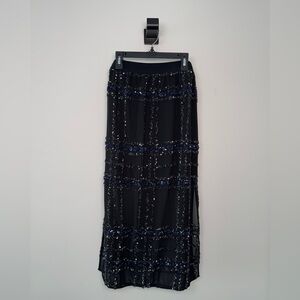 H&M Black and Blue Maxi Skirt